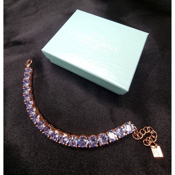 Limited Edition Park Lane Rose Gold Tennis Bracelet With Sparkling Lavender Cubi - Picture 2 of 10
